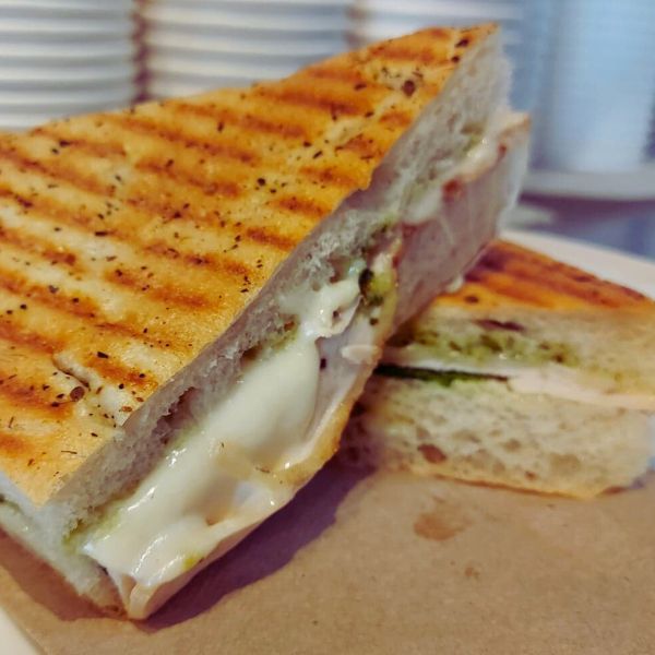 chicken pesto sandwich from take five cafe