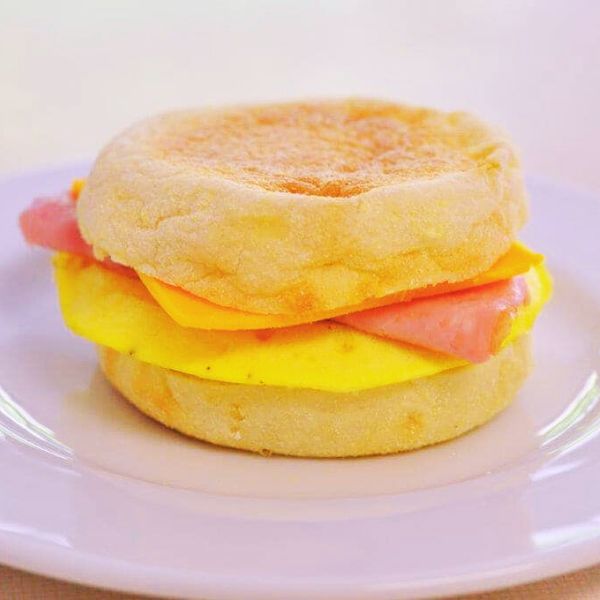Egg & ham with cheese - breakfast sandwich from take five cafe