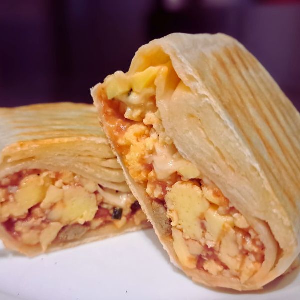 sausage breakfast wrap from take five cafe